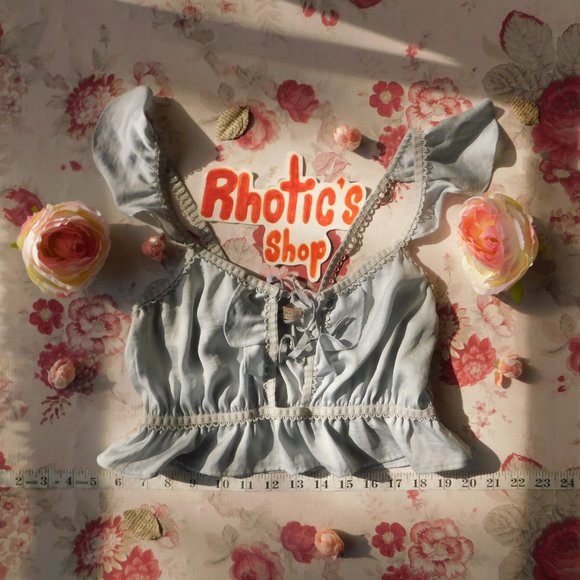 Angelic Pale Blue Ruffle Soliana Pajama Crop Top